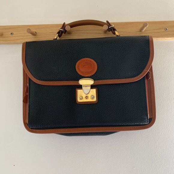 Vintage Dooney and Bourke Black and Brown Leather Briefcase - Picture 1 of 2